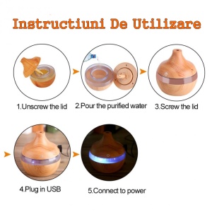 Difuzor Arome 300 ml Umidificator Difuzor +Ulei Esential Lemm Inchis - Img 11