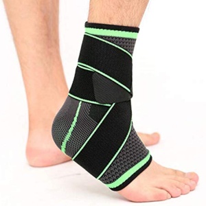 Glezniera elastica ALC™, orteza de protectie pentru glezna cu benzi de fixare elastice 1 bucata negru cu verde Marime XL