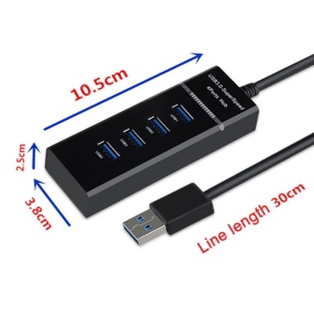 Hub USB 3.0 cu 4 porturi, 5 Gbps, led indicator, cablu 30 cm, negru K KATHODE - Img 4