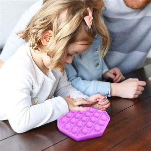 Jucarie antistres din silicon, ASKSA, Pop it now, culoare solida octogon, violet, 13 x 13 x 1.5 cm - Img 2