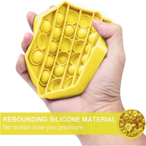 Jucarie antistres din silicon, ASKSA, Pop it now, culoare solida octogon, galben, 13 x 13 x 1.5 cm - Img 7