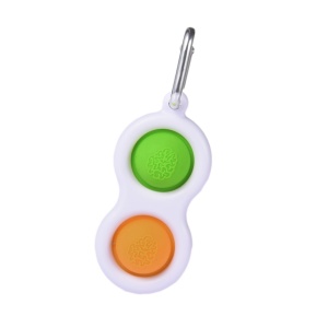 Jucarie antistres, Pop it, tip breloc, 8 cm, verde-portocaliu