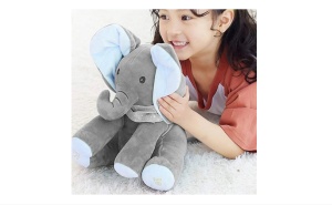 Jucarie elefant, peek a boo, canta si vorbeste, limba engleza, albastru - Img 2
