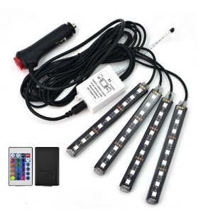 Kit 4 benzi LED, lumina ambientala auto RGB cu telecomanda - Img 2