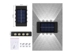 Lampa Solara cu 8 leduri, iluminare sus-jos, pachet 2 lampi, baterie 600mAh, 8-10 ore lumina - Img 2
