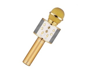 Microfon karaoke copii cu bluetooth, boxa integrata, wireless, USB auriu, SmartK