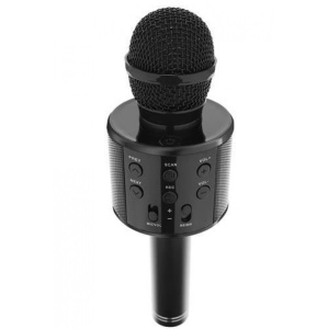 Microfon karaoke copii, wireless, cu acumulator, compatibil cu iOS si Android WS-858, functie de schimbare a vocii, negru