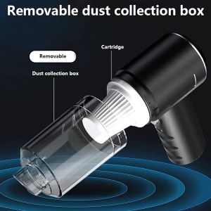 Mini Aspirator portabil pentru masina 2 in 1 fara fir cu incarcare prin USB, Negru, Selling Depot® - Img 6