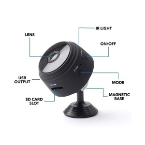 Mini Camera de Supraveghere Ultradion A9, Dispozitiv pentru Spionaj, Design Compact, Subtil si Usor de Ascuns, Aplicatie pentru telefon, Wifi, Stand Magnetic, 500 mAh, Senzor miscare, Vedere nocturna, Negru - Img 7