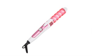 Ondulator ceramic, putere 35 W, pentru bucle, lungime cablu 110 cm, temperatura maxima 180 grade, alimentare La retea, Roz/Alb
