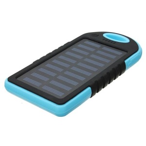 PowerBank , baterie externa portabila cu incarcare solara 5 000mAh, 2x USB si lanterna incorporata, culoare Albastra - Img 4