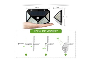 Set 10 lampi cu incarcare solara, cu senzori de amurg, miscare si lumina, 3 trepte de iluminare, 100 x LED, JRH® - Img 2