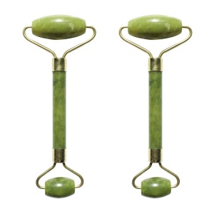 Set 2 aparate pentru masaj facial, Piatra de jad, 14x5x5cm, Verde