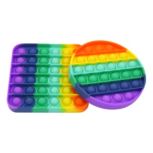 Set 2 jucarii fidget pop it antistress Pop the rainbow jucarii educative push bubble silicon multicolore rotund si patrat