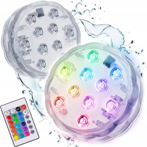 Set 2 x Lampa LED rezistenta la apa, RGB, pentru, cada, acvariu, pahar, jacuzzi, piscina, cu telecomanda, 7 x 2.7 cm - Img 2