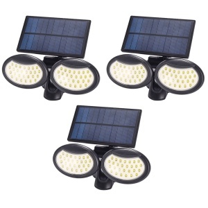 Set 3 lampi ajustabile cu incarcare solara, K KATHODE, SH-056, 56 x LED SMD, senzor de miscare/amurg/stare de veghe, Negre