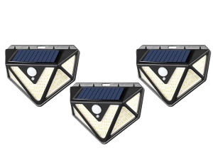 Set 3 x lampa cu incarcare solara, 166 x LED SMD, senzor de miscare/lumina/stare de veghe, buton ON/OFF, CL-166, K KATHODE
