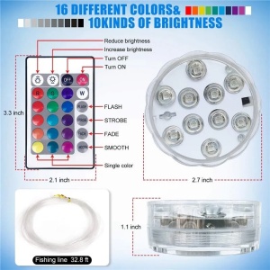 Set 4 becuri led subacvatice pentru piscina, jacuzzi, acvariu, IP68, 16 culori RGB, telecomanda, 4 moduri de iluminare K KATHODE - Img 6