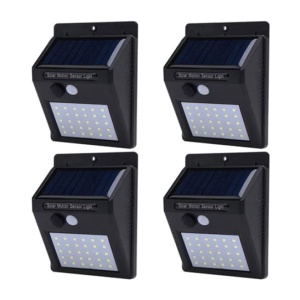 Set 4 Lampi Solare - 30 LED, Senzor Miscare, Senzor Lumina, Negru