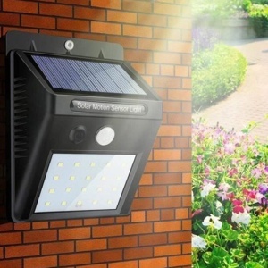 Set 4 lampi solare de perete cu senzor de miscare si lumina, 20 LED-uri, Negru - Img 8
