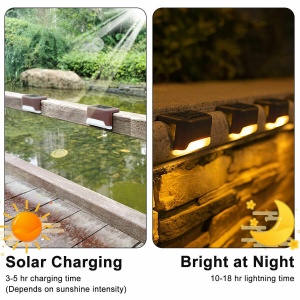 Set 4 lampi solare pentru trepte, iluminare LED, Rezistent la apa IP65, 5W, 8x4.5x4.2 cm, VIELLAN, Maro - Img 7