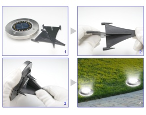 Set 4 lampi solare tip spot pentru gradina, 20 x LED, buton ON/OFF, senzor de lumina, alb rece 18-19 K KATHODE - Img 5