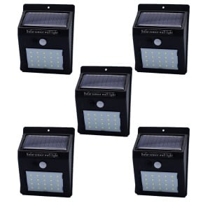 Set 5 lampi cu incarcare solara, cu senzori de amurg, miscare si lumina, 3 trepte de iluminare, 20 x LED, K KATHODE