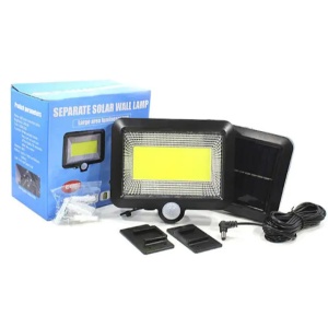 Set 5 lampi cu panou solar separat Tiessa, cu telecomanda, 100 LED-uri, senzor de miscare, negru