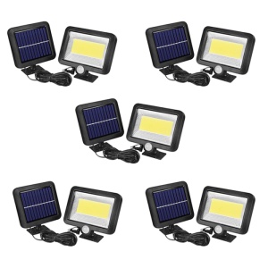 Set 5 lampi cu panou solar separat Tiessa, cu telecomanda, 100 LED-uri, senzor de miscare, negru - Img 5