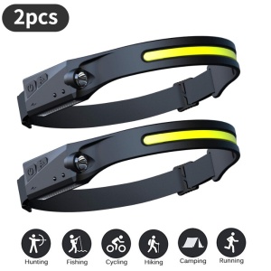 2 x Lanterna frontala cu acumulator intern pentru pescuit, camping si drumetii, lanterna cap cu acumulator 1200mah- Fishingbox