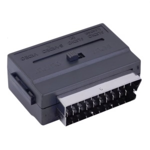 Adaptor conectare audio video, mufa SCART la RCA, S-VHS, comutator In-Out - Img 2
