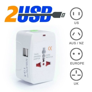 Adaptor Incarcator priza universal EU\UK\SUA cu 2 porturi USB KATHODE - Img 5