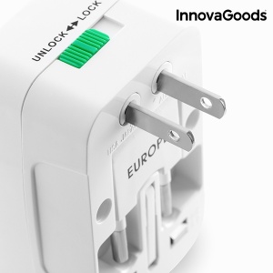 Adaptor universal de calatorie, InnovaGoods, compatibil EU/UK/SUA/JP/C/AUS/TH, alb - Img 4