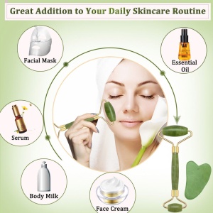 Aparat de Masaj Facial din jad Loveskin - Jade Roller - Rola de jad pentru imbunatatirea circulatiei, fermitate si intinerire - Img 4