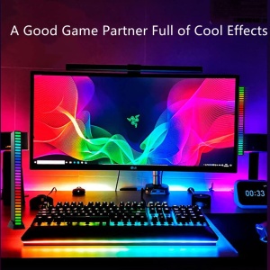 Banda tip lampa LED, activare sunet, aplicatie, RGB, pc gaming, tv, masina, negru, 32 leduri - Img 5