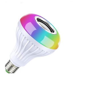 Bec inteligent cu difuzor, E27, tip boxa, 12W, bluetooth, controlabil prin aplicatie Android/iOS, LED RGBW si adaptor de priza 220V