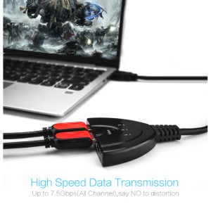 Cablu Splitter switch HDMI cu 3 Porturi, 4K * 2K, 2160P, HUB multi Switcher cu Cablu HDMI, Negru