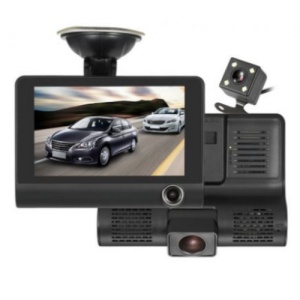 Camera auto de bord KlaussTech , Functii DVR Full HD cu trei obiective in fata, spate si interior - Img 3