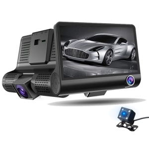 Camera de bord (dubla) DVR 1920 x 1080, 25FPS Full HD 4 inch, senzor G, vedere nocturna, unghi de filmare 170 °, 3 lentile, puteti inregistra fata, spate si interior in acelasi timp - Img 3