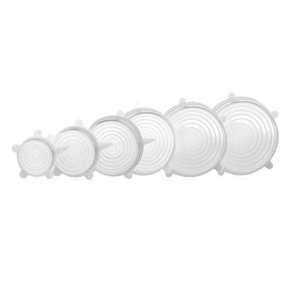 Capace reutilizabile flexibile silicon, MAKS, set 6 bucati, extensibile, dimensiuni diferite, inlocuitor folie alimentara, capac silicon pentru vase / recipiente, elastice, transparent