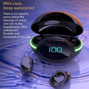 Casti Audio Y80, Wireless TWS, Rezistente la Apa IPX-4, Acumulator carcasa 200mah, Bluetooth V5.1, Afisare LED, Negru - Img 4