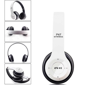 Casti bluetooth cu microfon si radio, P47 alb+ calendar personalizat electrics-shop cadou - Img 2