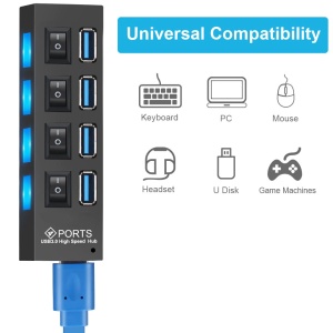 Hub USB 3.0 cu 4 porturi, butoane ON/OFF individuale, led indicator K KATHODE - Img 5