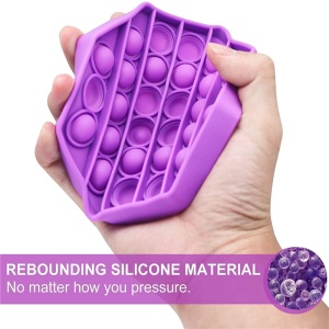 Jucarie antistres din silicon, ASKSA, Pop it now, culoare solida octogon, violet, 13 x 13 x 1.5 cm - Img 3