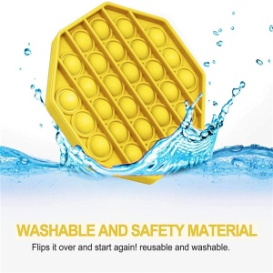 Jucarie antistres din silicon, ASKSA, Pop it now, culoare solida octogon, galben, 13 x 13 x 1.5 cm - Img 8