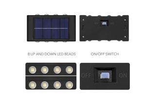 Lampa Solara cu 8 leduri, iluminare sus-jos, pachet 2 lampi, baterie 600mAh, 8-10 ore lumina - Img 3