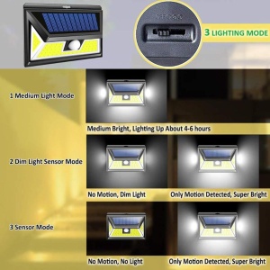 Lampa solara de perete cu senzor de miscare si lumina cu 76 leduri COB - Img 2