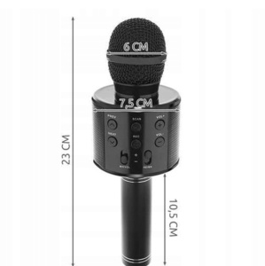 Microfon karaoke copii, wireless, cu acumulator, compatibil cu iOS si Android WS-858, functie de schimbare a vocii, negru - Img 3