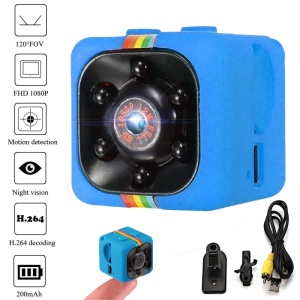Mini Camera Spion Full HD, SQ11 MINI DV, cu functie video si foto, BLUE + selfie ring albastru - Img 2