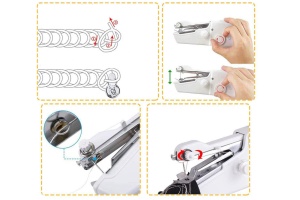 Mini masina de cusut portabila, pentru cusaturi usoare, practica, accesorii incluse,3 bobine incluse, materiale de calitate, 1000 imp/min, alb - Img 3